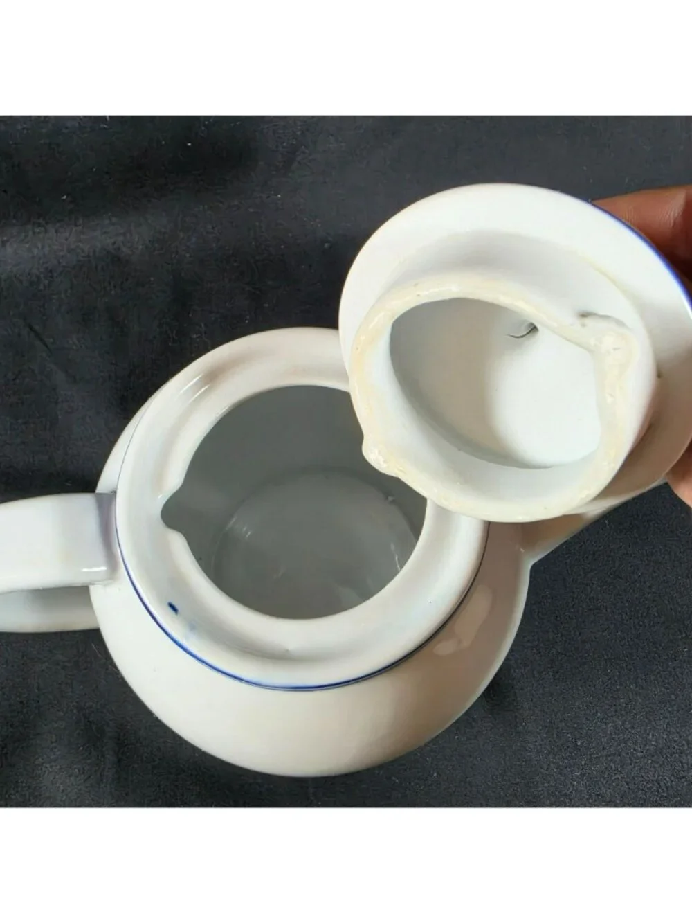 Set of 2 Denver & Rio Grande Railroad Tea Pots Blue Logo Souvenir Reproduction